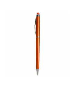 Penna twist in plastica con  gommino per touch screen e clip in metallo