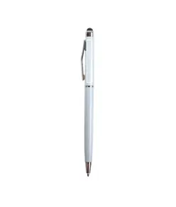 Penna twist in plastica con  gommino per touch screen e clip in metallo