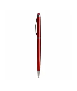 Penna twist in plastica con  gommino per touch screen e clip in metallo