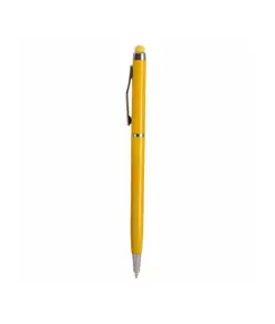 Penna twist in plastica con  gommino per touch screen e clip in metallo