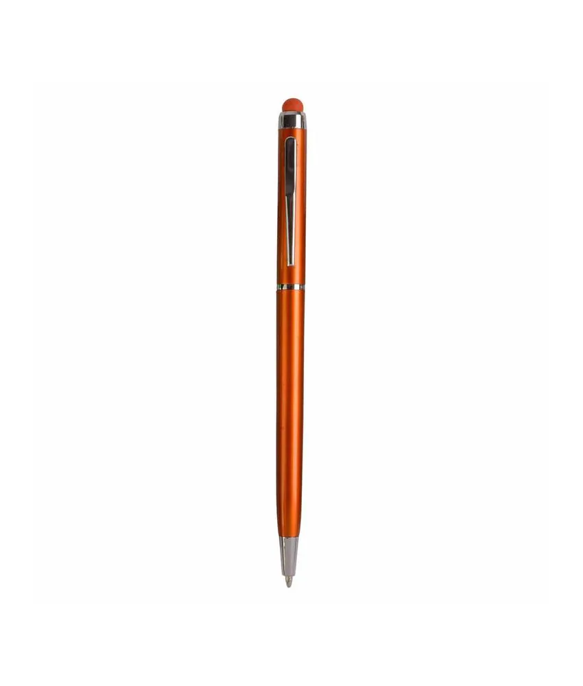 50 pezzi Penna twist in plastica con gommino per touch screen e clip in metallo