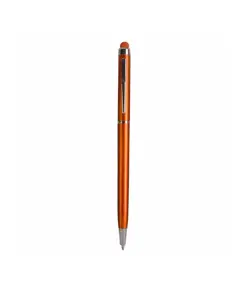 Penna twist in plastica con  gommino per touch screen e clip in metallo