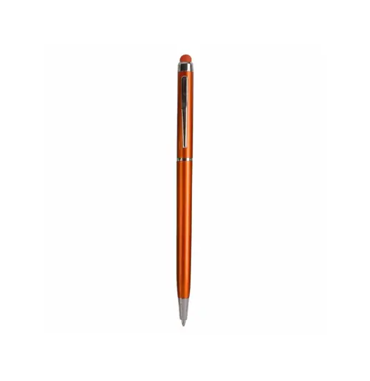 Penna twist in plastica con  gommino per touch screen e clip in metallo