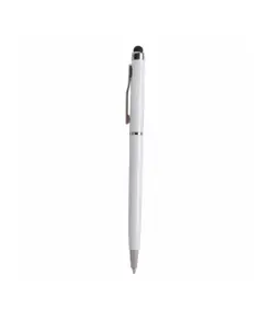Penna twist in plastica con  gommino per touch screen e clip in metallo