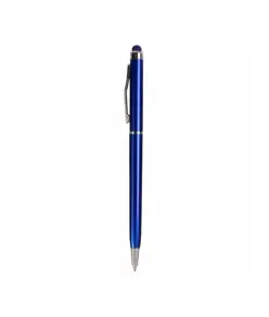 Penna twist in plastica con  gommino per touch screen e clip in metallo