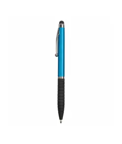 Penna twist in plastica, con impugnatura gommata e gommino per touch screen
