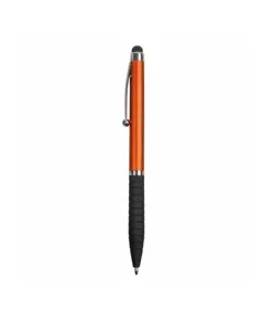 Penna twist in plastica, con impugnatura gommata e gommino per touch screen