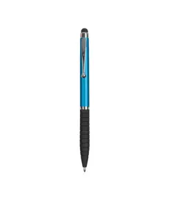 Penna twist in plastica, con impugnatura gommata e gommino per touch screen