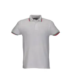 Polo a piqué di cotone 100% 180 g/m2, manica corta, bordi in tricolore
