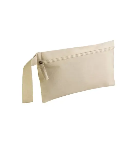 Porta documenti in cotone 100% con chiusura zip e pratica maniglia