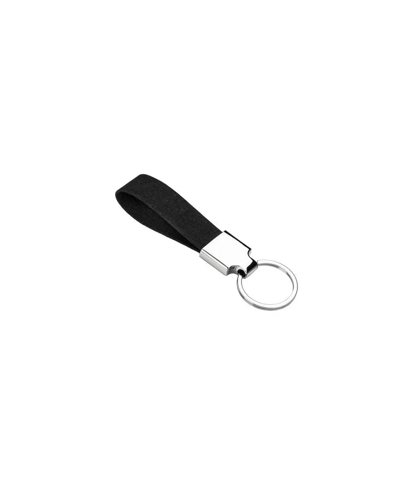 50 pezzi Portachiavi in r-pet con placchetta in metallo cromato