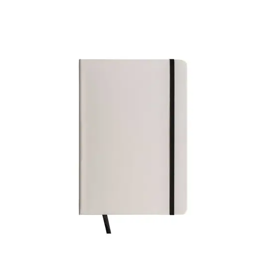 Quaderno in copertina in PU con elastico colorato(80 pag.), segnalibro in raso