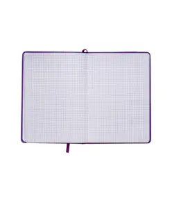 Quaderno in PU con elastico colorato, fogli a quadretti (80 pag.), segnalibro in raso