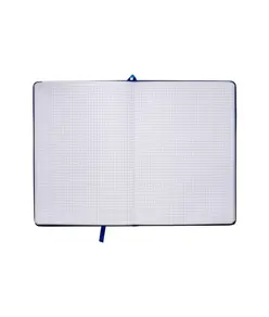Quaderno in PU con elastico colorato, fogli a quadretti (80 pag.), segnalibro in raso