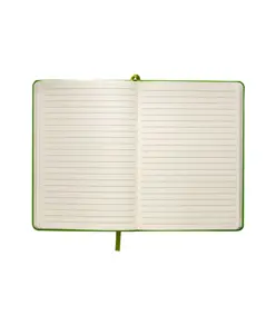 Quaderno in PU con elastico colorato, fogli a righe (80 pag.) colore avorio, segnalibro in