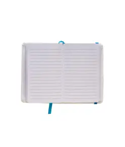 Quaderno in PU con elastico colorato, fogli a righe (80 pag.), segnalibro in raso