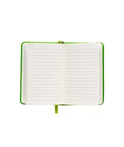 Quaderno in PVC con elastico colorato, fogli a righe (80 pag.), segnalibro in raso