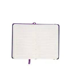 Quaderno in PVC con elastico colorato, fogli a righe (80 pag.), segnalibro in raso