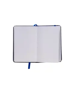 Quaderno in PVC con elastico colorato, fogli bianchi (80 pag.), segnalibro in raso