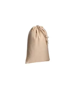 Sacchetto in cotone naturale 120 g/m2 con chiusura a strozzo, 10 x 14 cm Handle