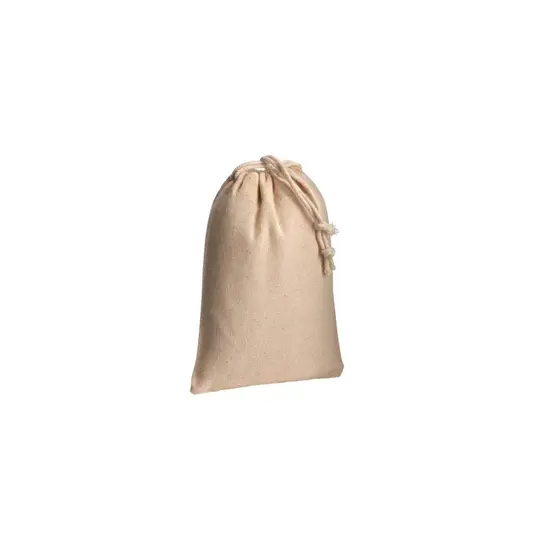 Sacchetto in cotone naturale 120 g/m2 con chiusura a strozzo, 10 x 14 cm Handle