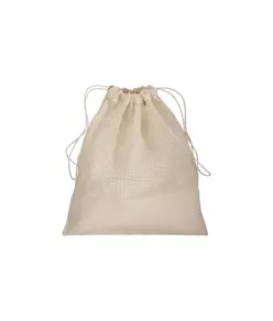 Sacchetto in cotone naturale da 135 g/m2 con rete e chiusura a strozzo, 25x30 cm Handle