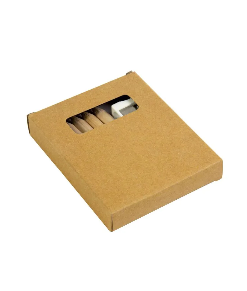 50 pezzi Set composto da 6 matite in legno colorate, temperino in plastica e album, in scatola