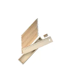 Set di 12 matite in legno colorate a sezione esagonale con righello in legno e temperino