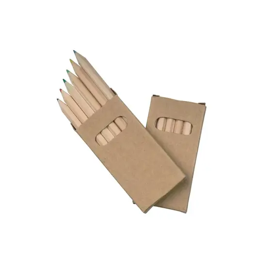 Set di 6 matite in legno colorate a sezione esagonale, in scatola di cartone