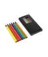 Set di 6 matite in legno colorate fluo a sezione cilindrica, in scatola di cartone