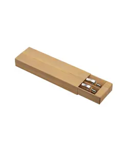 Set di due penne a scatto in bamboo, di cui una con gommino per touch screen
