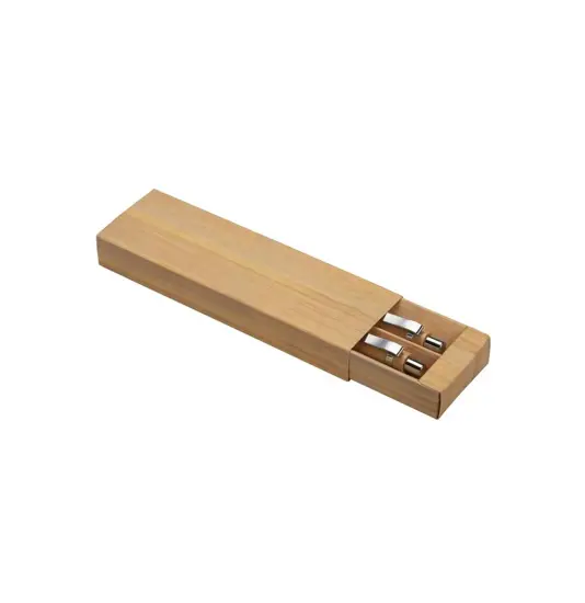 Set di due penne a scatto in bamboo, di cui una con gommino per touch screen