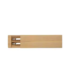 Set di due penne a scatto in bamboo, di cui una con gommino per touch screen