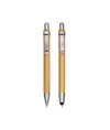 Set di due penne a scatto in bamboo, di cui una con gommino per touch screen