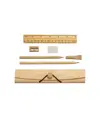 Set scuola/ufficio in legno, composto da penna, matita, gomma e temperino