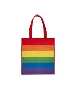 Shopper arcobaleno in r-pet  80g/m2, manici lunghi e soffietto Handle
