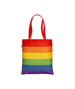 Shopper arcobaleno in R-pet  80g/m2, manici lunghi Handle