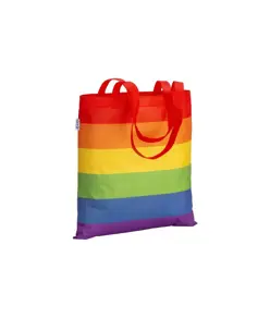 Shopper arcobaleno in R-pet  80g/m2, manici lunghi Handle