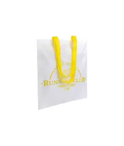 Shopper bianca in poliestere, manici lunghi colorati Handle