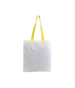 Shopper bianca in poliestere, manici lunghi colorati Handle