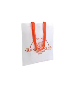 Shopper bianca in poliestere, manici lunghi colorati Handle