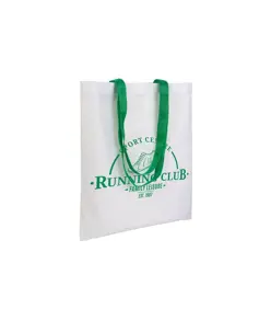 Shopper bianca in poliestere, manici lunghi colorati Handle