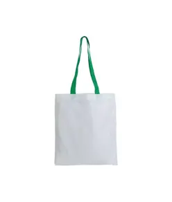 Shopper bianca in poliestere, manici lunghi colorati Handle
