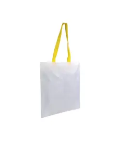 Shopper bianca in poliestere, manici lunghi colorati Handle