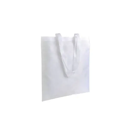 Shopper bianca in poliestere, manici lunghi colorati Handle