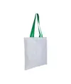 Shopper bianca in poliestere, manici lunghi colorati Handle