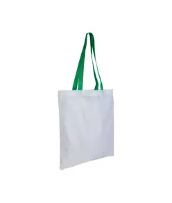 Shopper bianca in poliestere, manici lunghi colorati Handle
