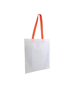 Shopper bianca in poliestere, manici lunghi colorati Handle