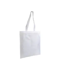 Shopper bianca in poliestere, manici lunghi colorati Handle