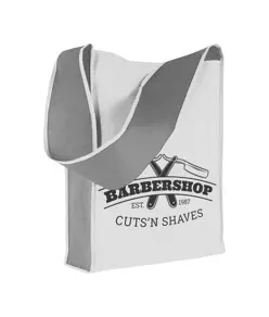 Shopper bicolore in TNT, tracolla e soffietto Handle